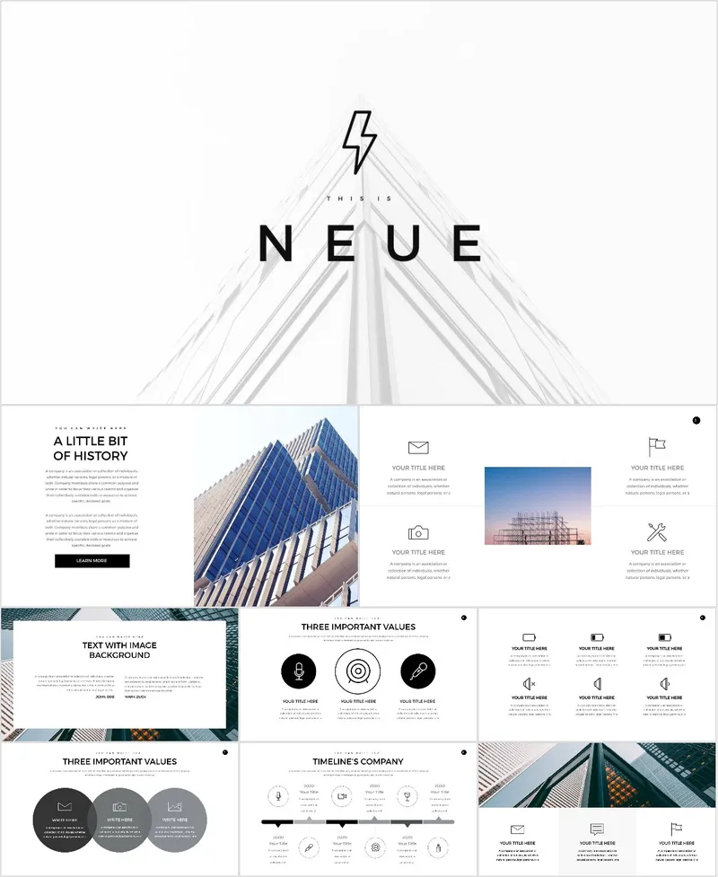 极简黑白NEUE通用商务PPT模板 - 封面预览