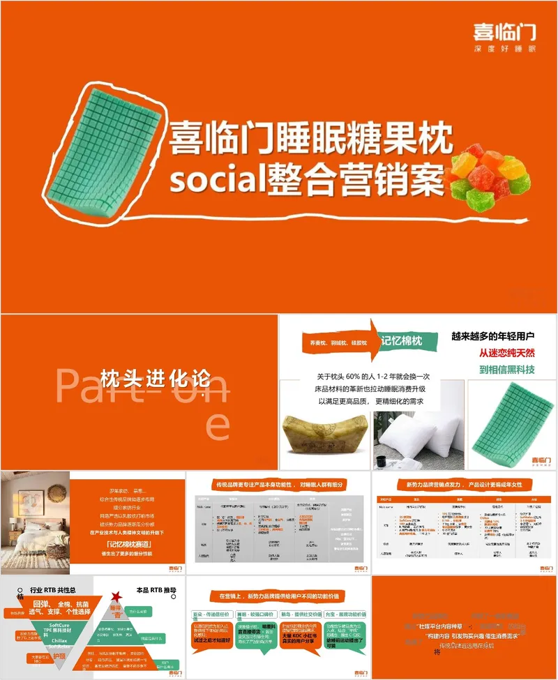 喜临门睡眠糖果枕social整合营销方案PPT模板 - 封面预览