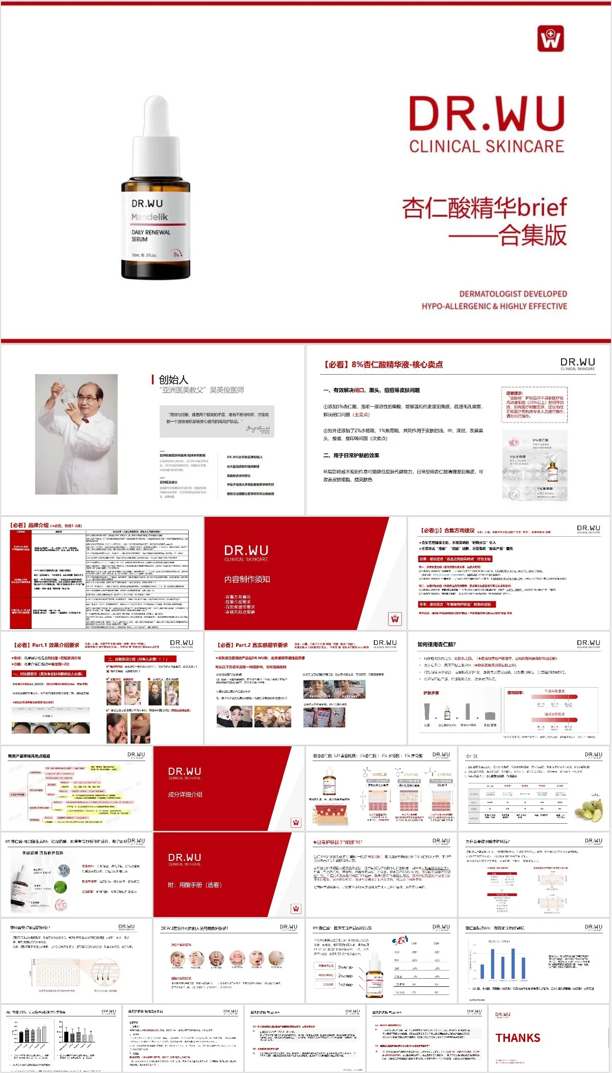 DR.WU杏仁酸精华产品介绍合集版PPT模板 - 模板内页详情长图