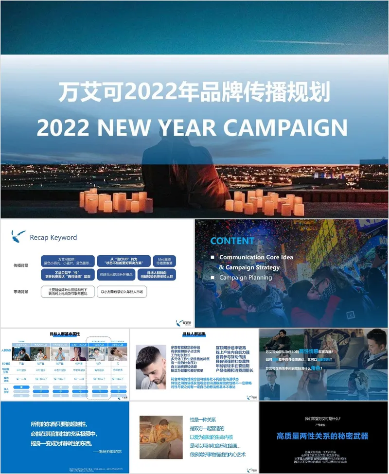 万艾可年度品牌传播规划营销活动策划PPT模板 - 封面预览