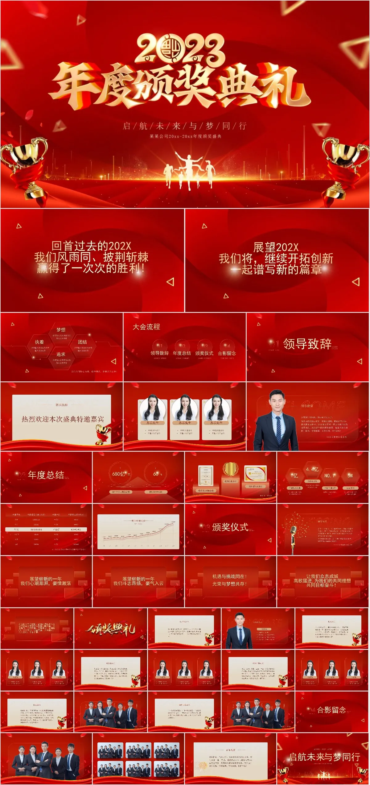 年度颁奖典礼PPT模板 - 模板内页详情长图