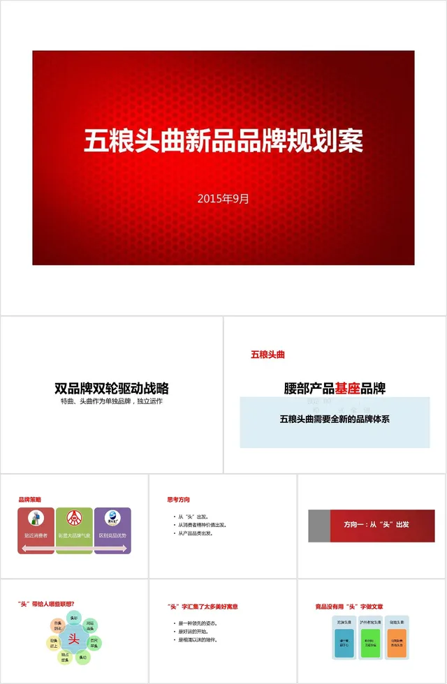 五粮头曲新品品牌规划案PPT模板 - 封面预览