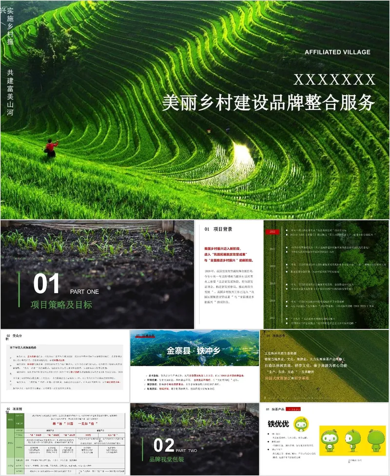 美丽乡村建设品牌整合服务项目汇报PPT模板 - 封面预览