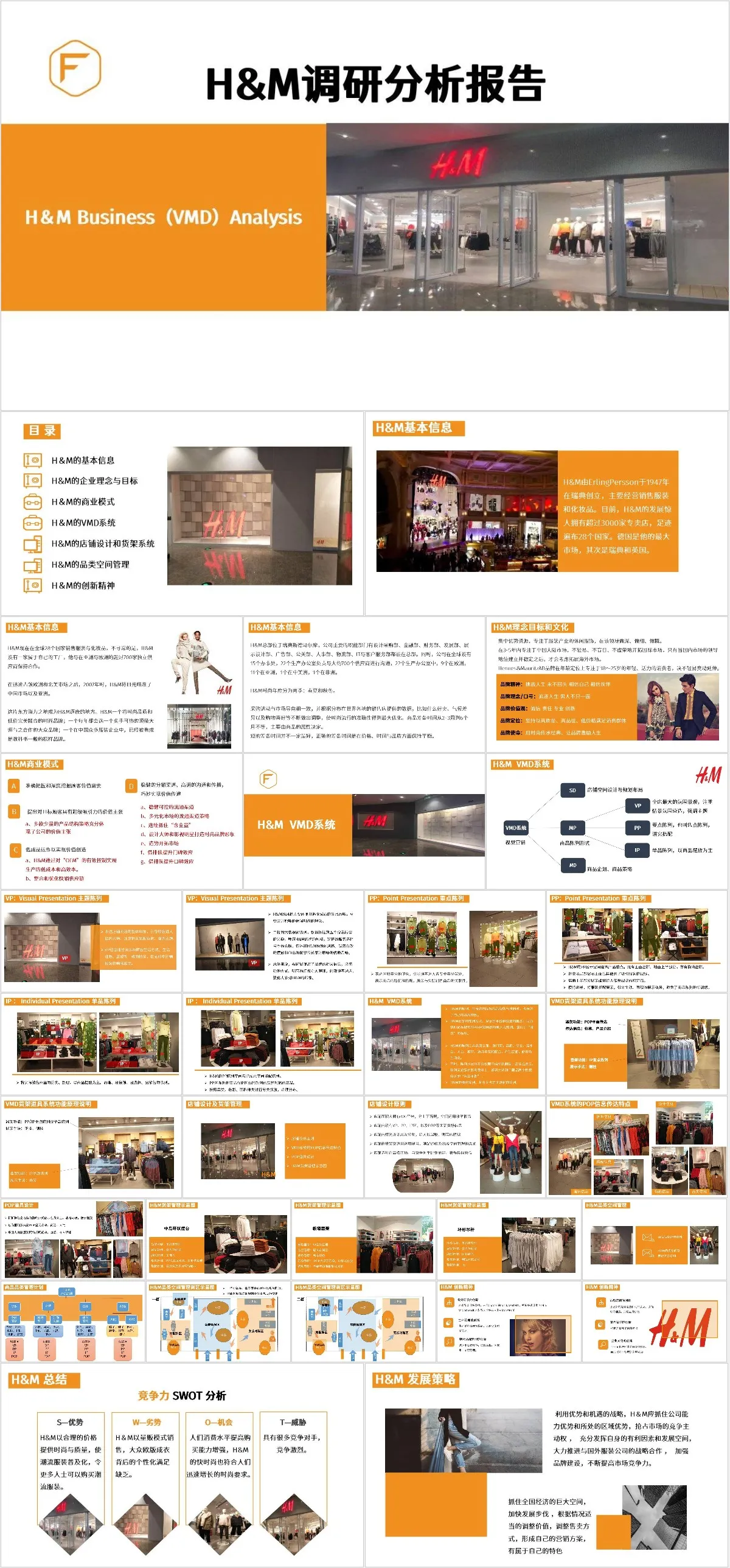 H&M品牌门店商业VMD调研分析报告PPT模板 - 模板内页详情长图
