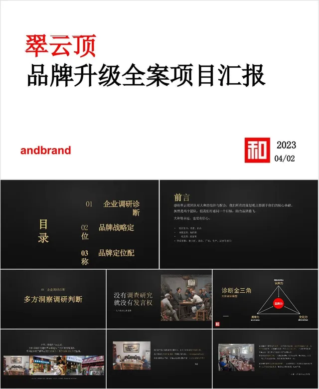 翠云顶品牌升级全案项目汇报PPT模板 - 封面预览