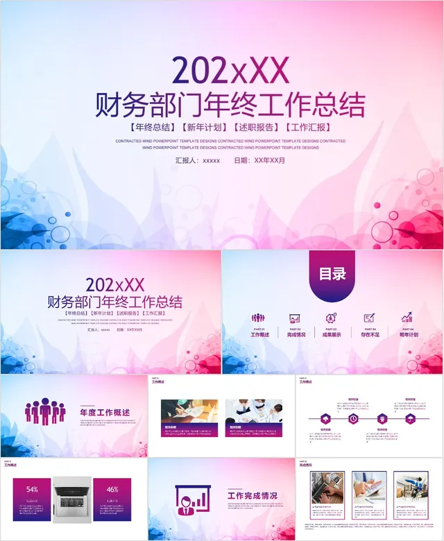 财务部门年终工作总结PPT模板 - 封面预览