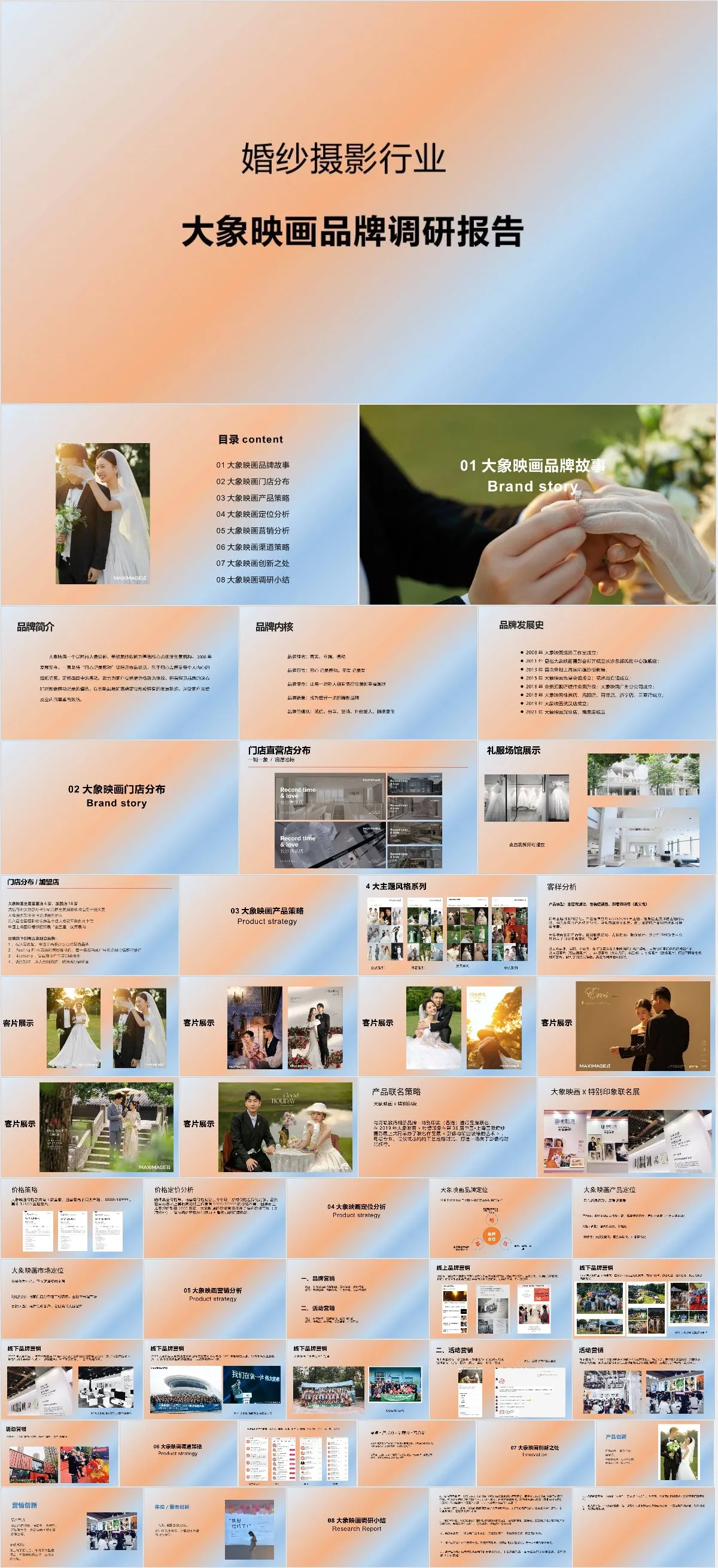 婚纱摄影行业大象映画品牌调研报告PPT模板 - 模板内页详情长图