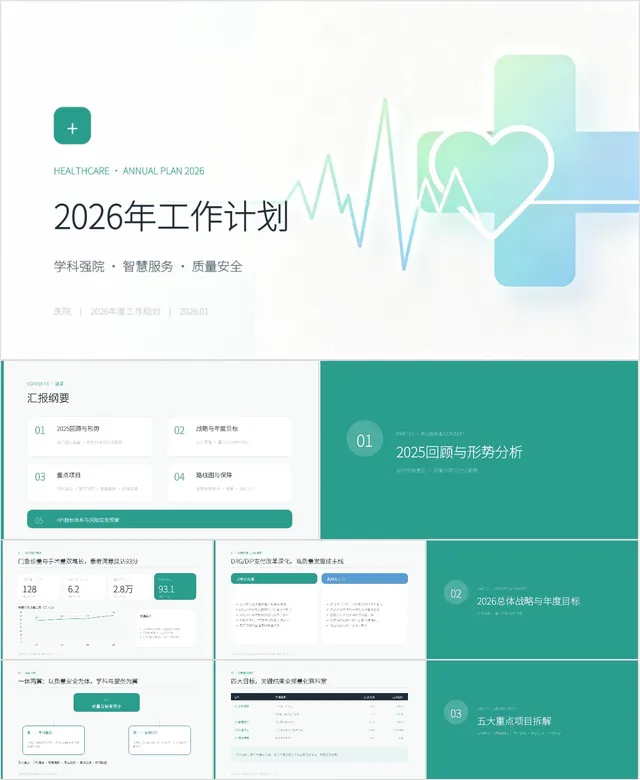 医院年度学科强院智慧服务质量安全工作计划PPT模板 - 封面预览