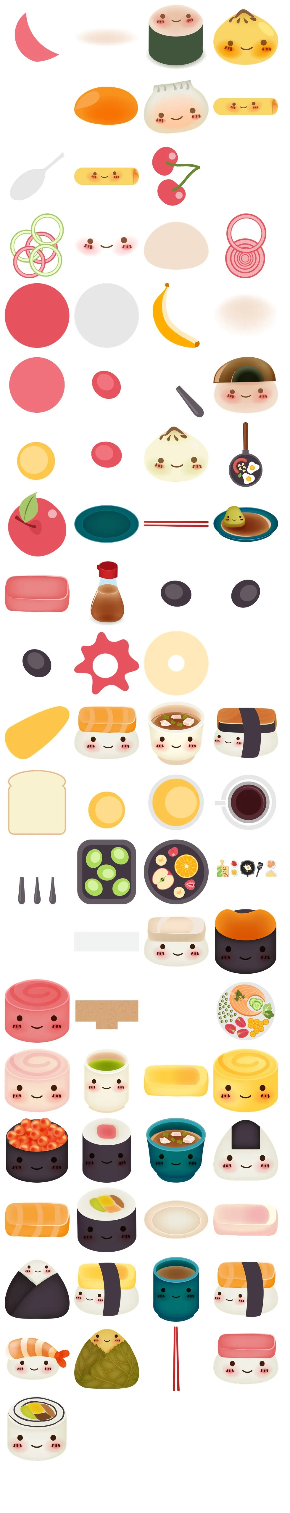可爱拟人日式美食餐点免抠贴纸素材图片 - 模板内页详情长图