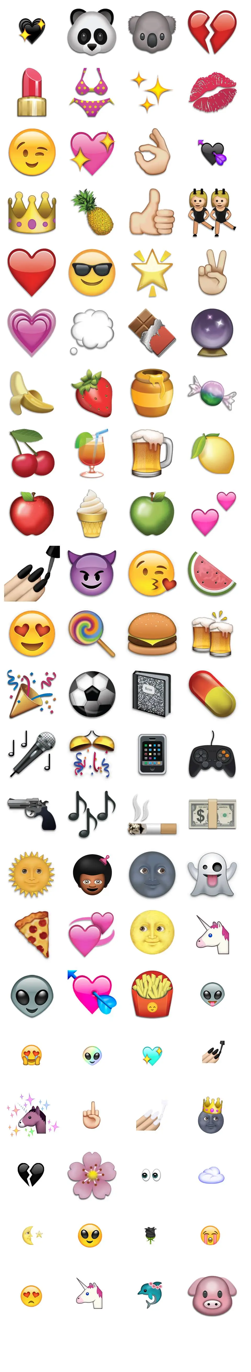 卡通可爱emoji表情免抠贴纸素材 含动物爱心食物等多种元素图片 - 模板内页详情长图
