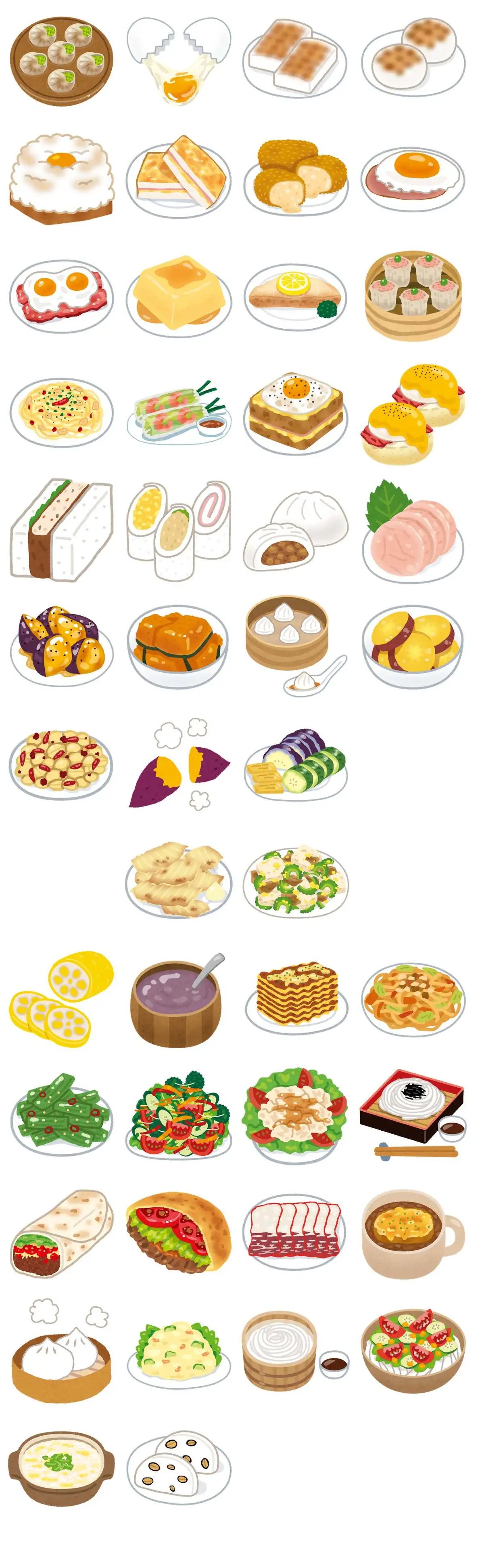 手绘中式早餐点心美食免抠贴纸素材图片 - 模板内页详情长图