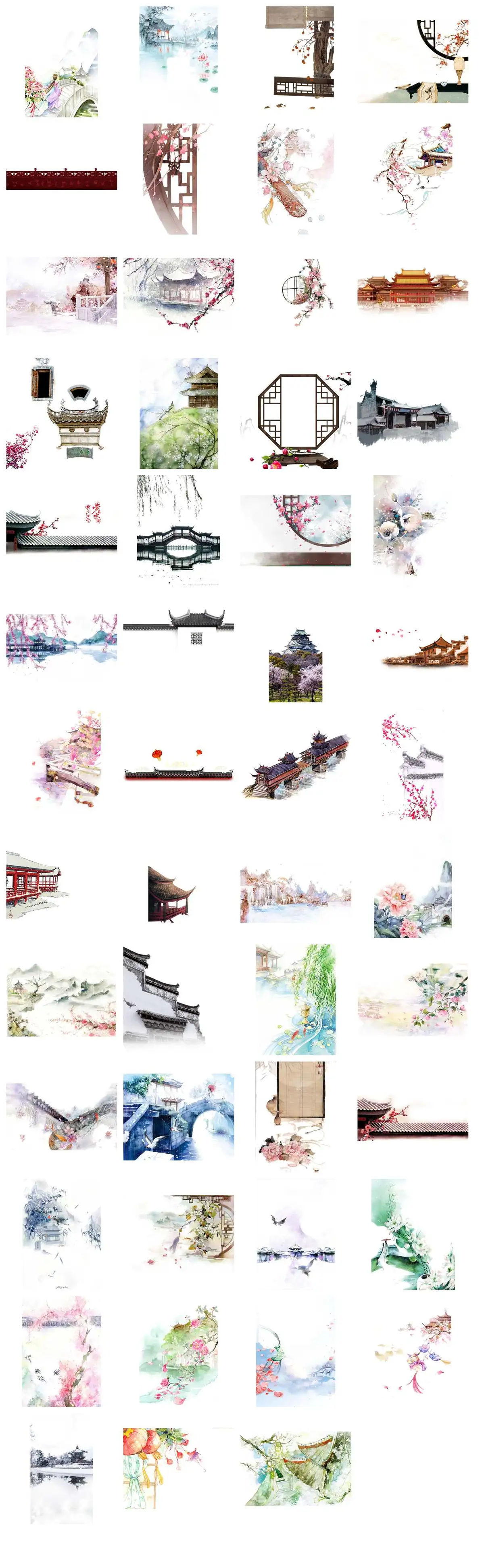 古风国风建筑风景免抠贴纸素材图片 - 模板内页详情长图
