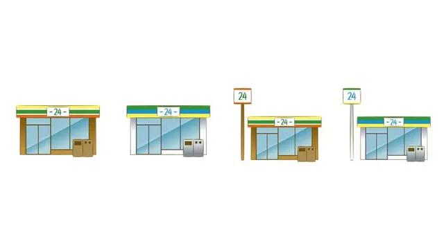 便利店24小时营业场景元素免抠贴纸素材图片 - 封面预览