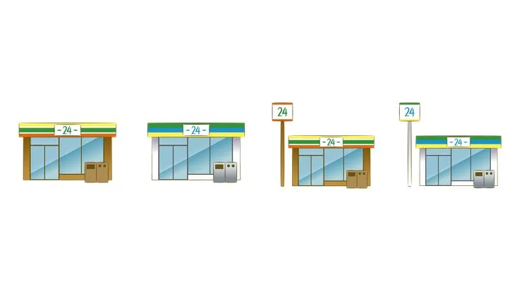 便利店24小时营业场景元素免抠贴纸素材图片 - 封面预览