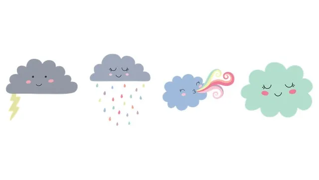 可爱卡通天气元素免抠贴纸素材图片 - 封面预览