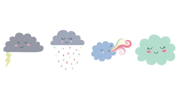 可爱卡通天气元素免抠贴纸素材图片 - 封面预览
