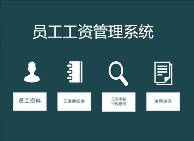 员工工资管理系统Excel表格 含员工资料工资明细考勤个税查询功能 - 封面预览