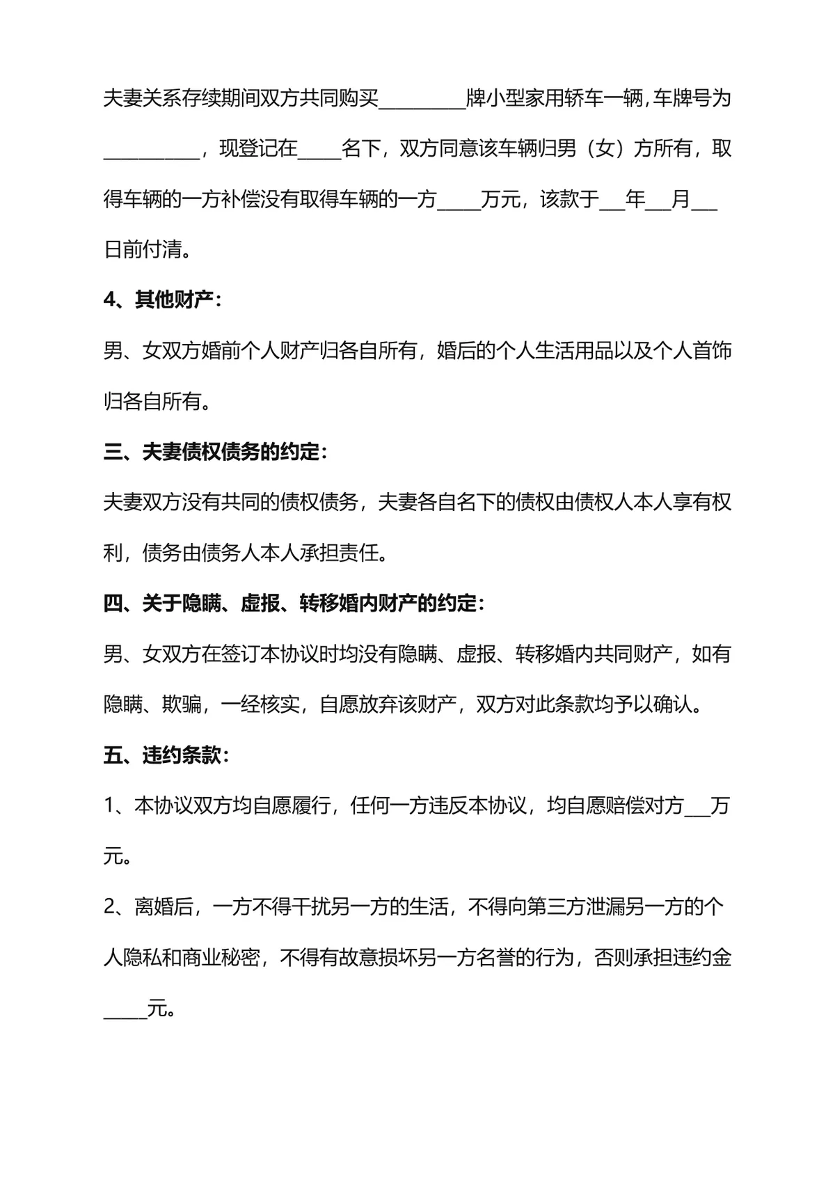 用于自愿离婚约定子女抚养探视权益的正式离婚协议书DOCX文档模板 - 第4页